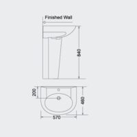 PORTA HDLP203A | Full Pedestal Washbasin