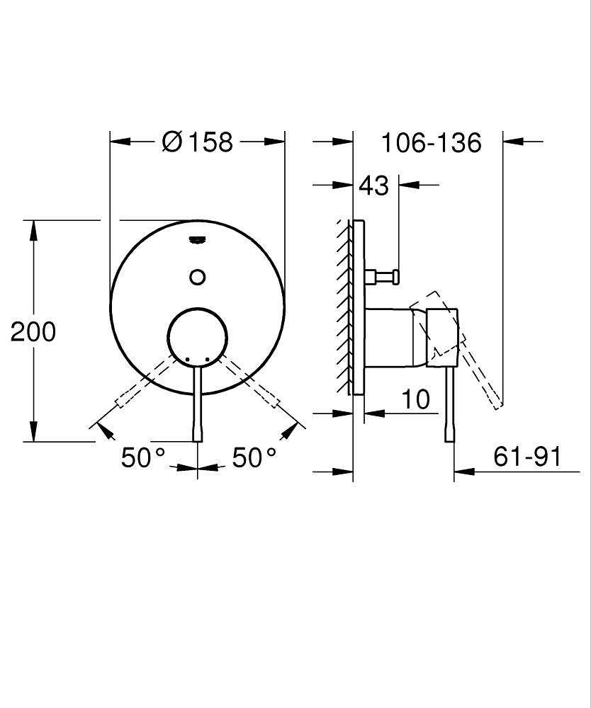 GROHE Essence 24167GL1 | Concealed Bath Mixer