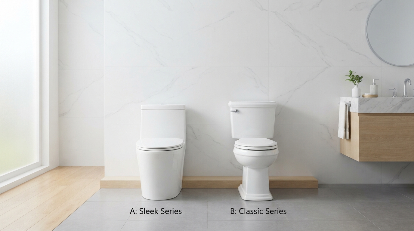 Toilet_comparison_in_bathroom_202607211147 One Piece vs Two Piece Toilet