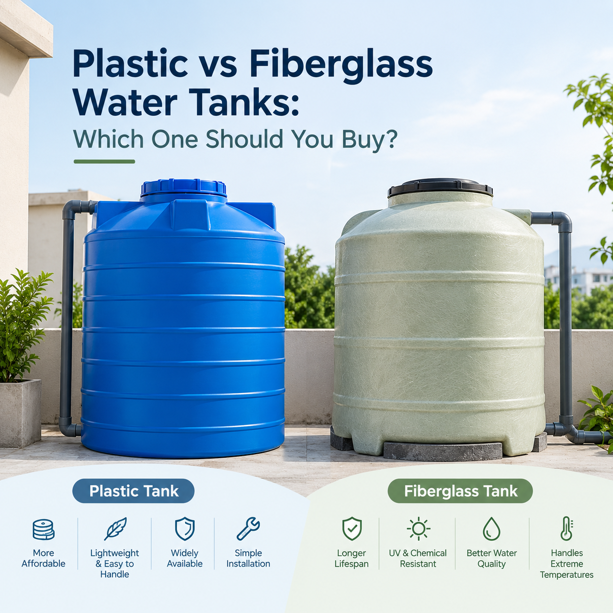 Plastic vs Fiberglass Water Tanks:  Which One Should You Buy?
